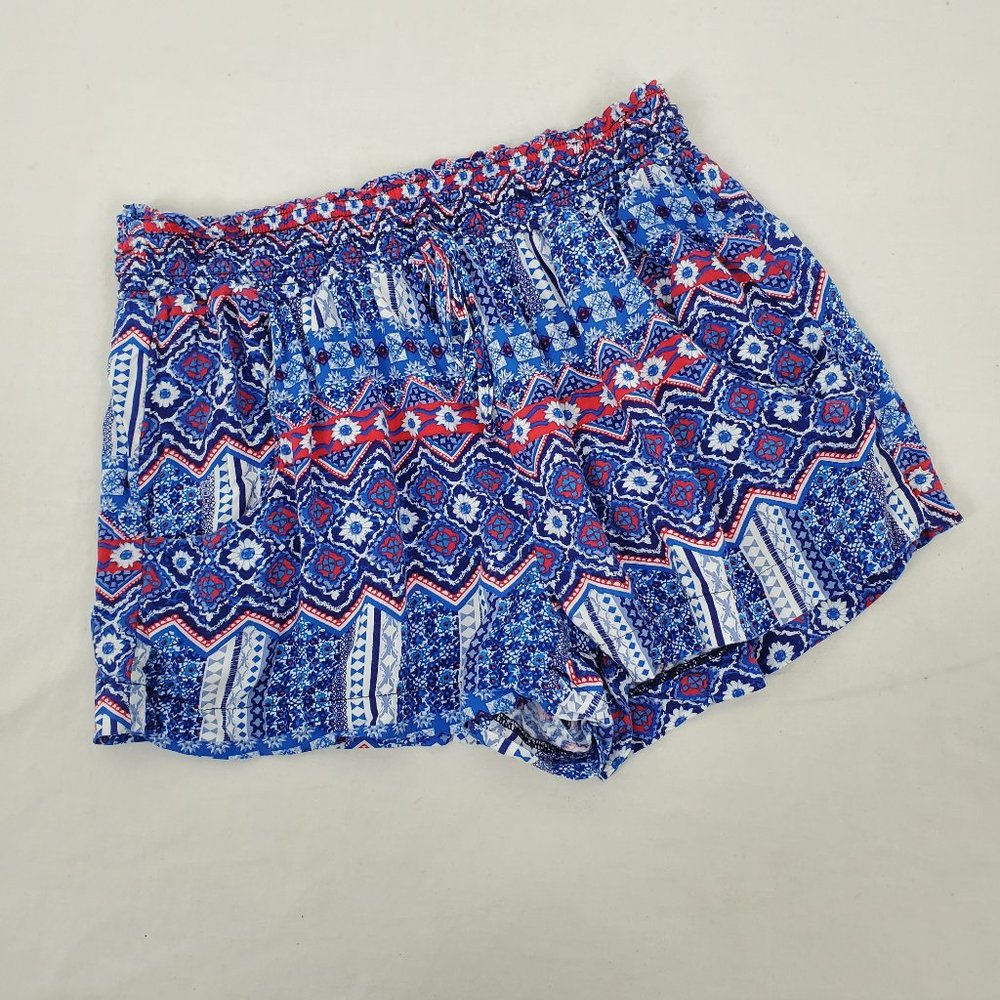 Hot Kiss Rayon Shorts Red White Blue Girls Medium